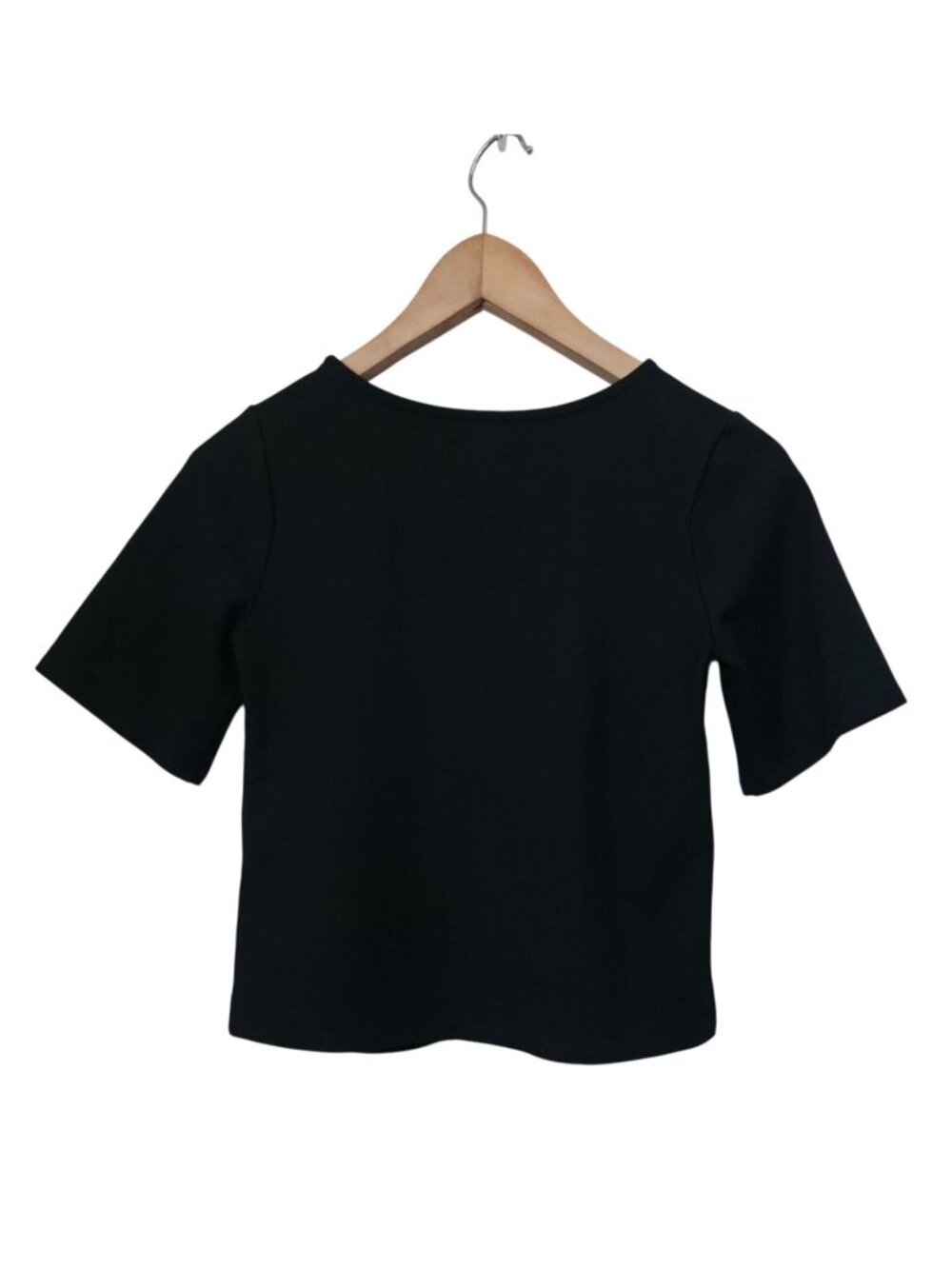 Ripley Rader Black Ponte Knit Extended Short Sleeve Minimalist Top Sz 1 USA Made - Picture 2 of 6